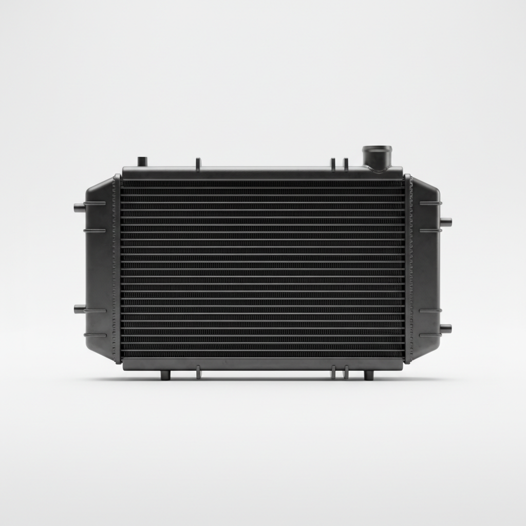 
Preciso de uma imagem profissional para a categoria "Radiadores/Refrigeração" da minha loja de peças automoveis. Quero uma imagem simples e minimalista, com apenas um Radiadores/Refrigeração, fundo profissional tipo estudio e luz de estudio. A imagem só deve conter o Radiadores/Refrigeração. O fundo deve ser claro e a peça em tom escuro.
